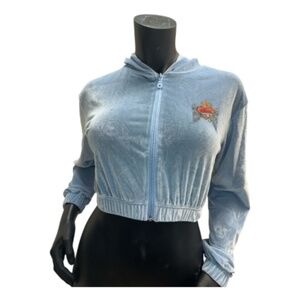 Social Scene Baby Girl Winged Heart Velour Cropped Zip Hoodie XS